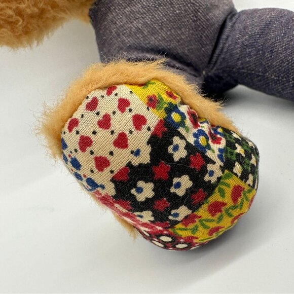 Vintage Danny Denim Gund Lion Stuffed Animal Plush Patchwork 1976 Overalls - Picture 5 of 10